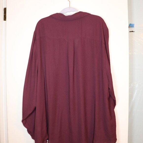 Torrid Size 4 Madison Georgette Button-Up Long Sleeve Shirt Burgundy - Picture 3 of 4